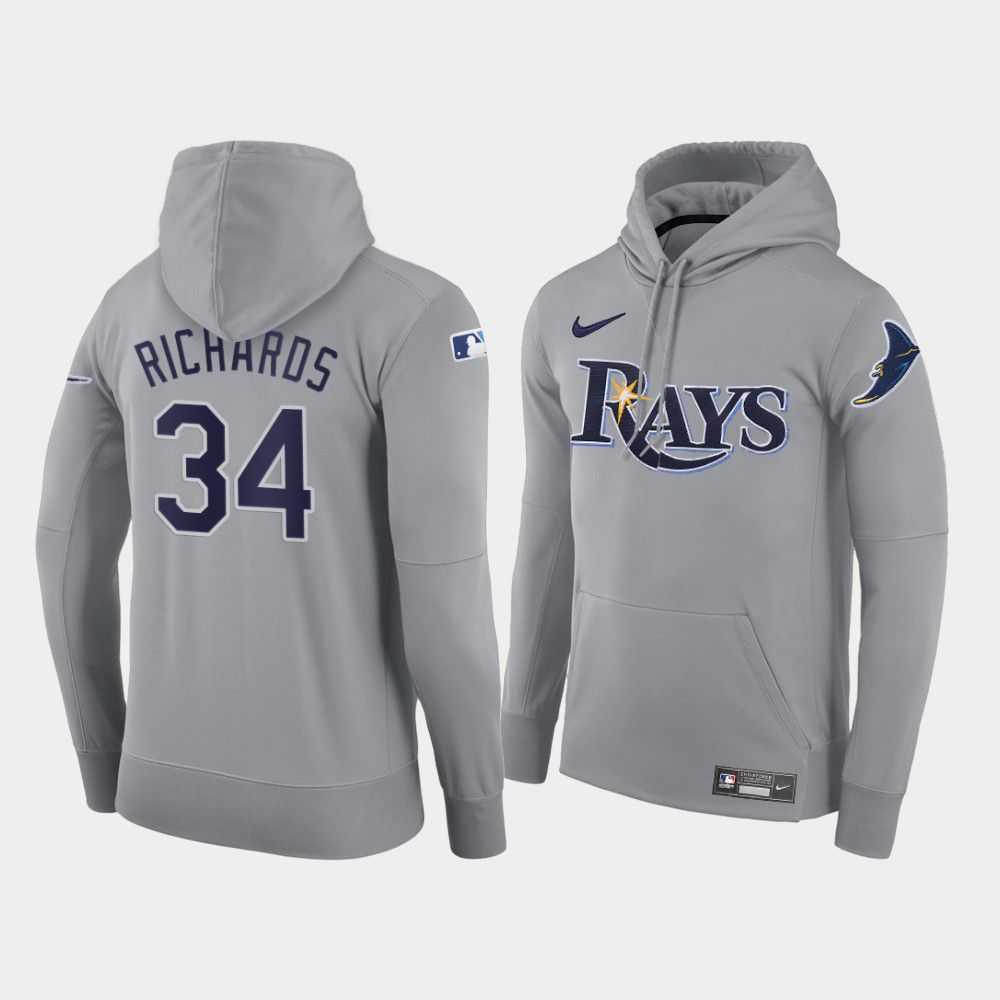 Men Tampa Bay Rays 34 Richards gray road hoodie 2021 MLB Nike Jerseys